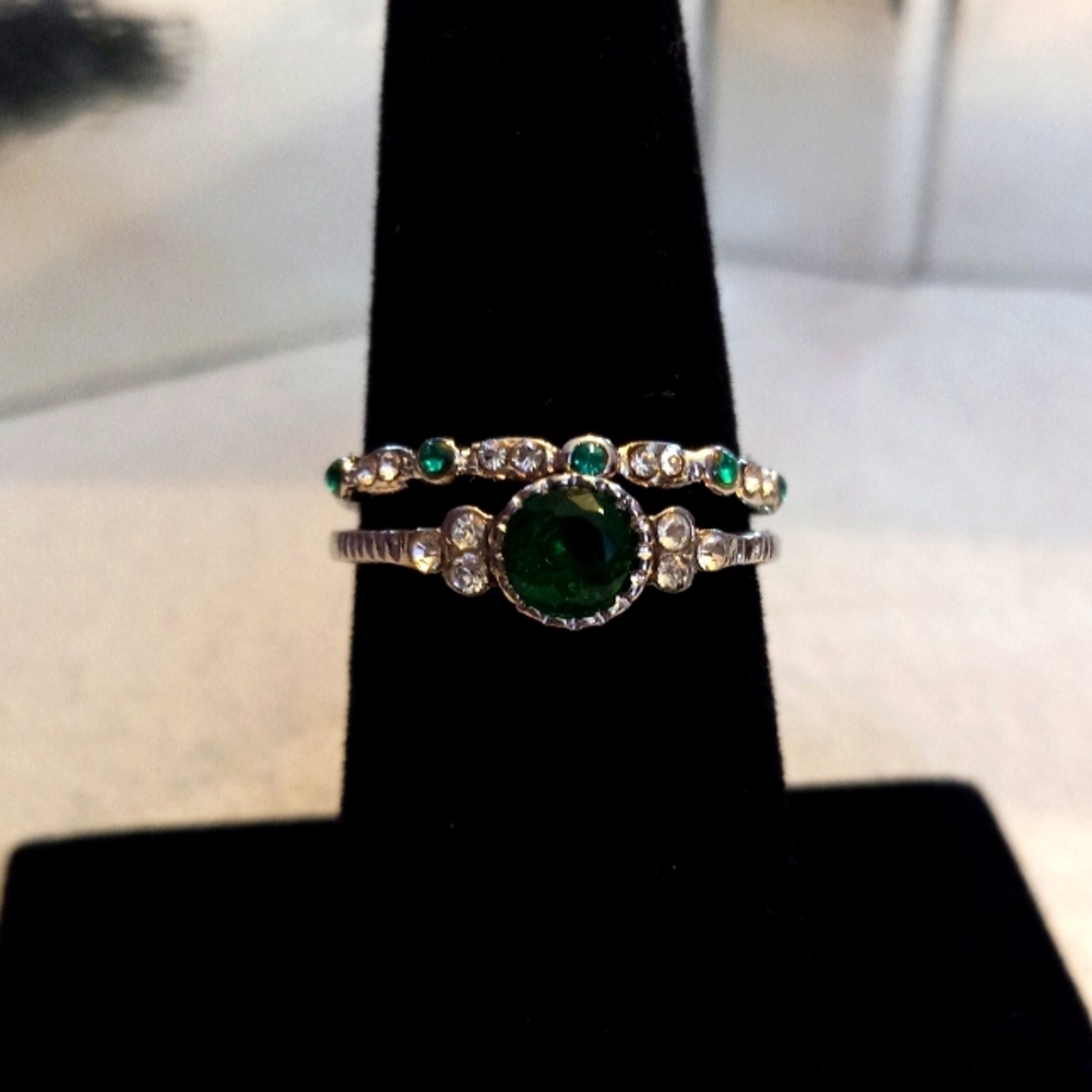 Green Crystal Stackable Ring